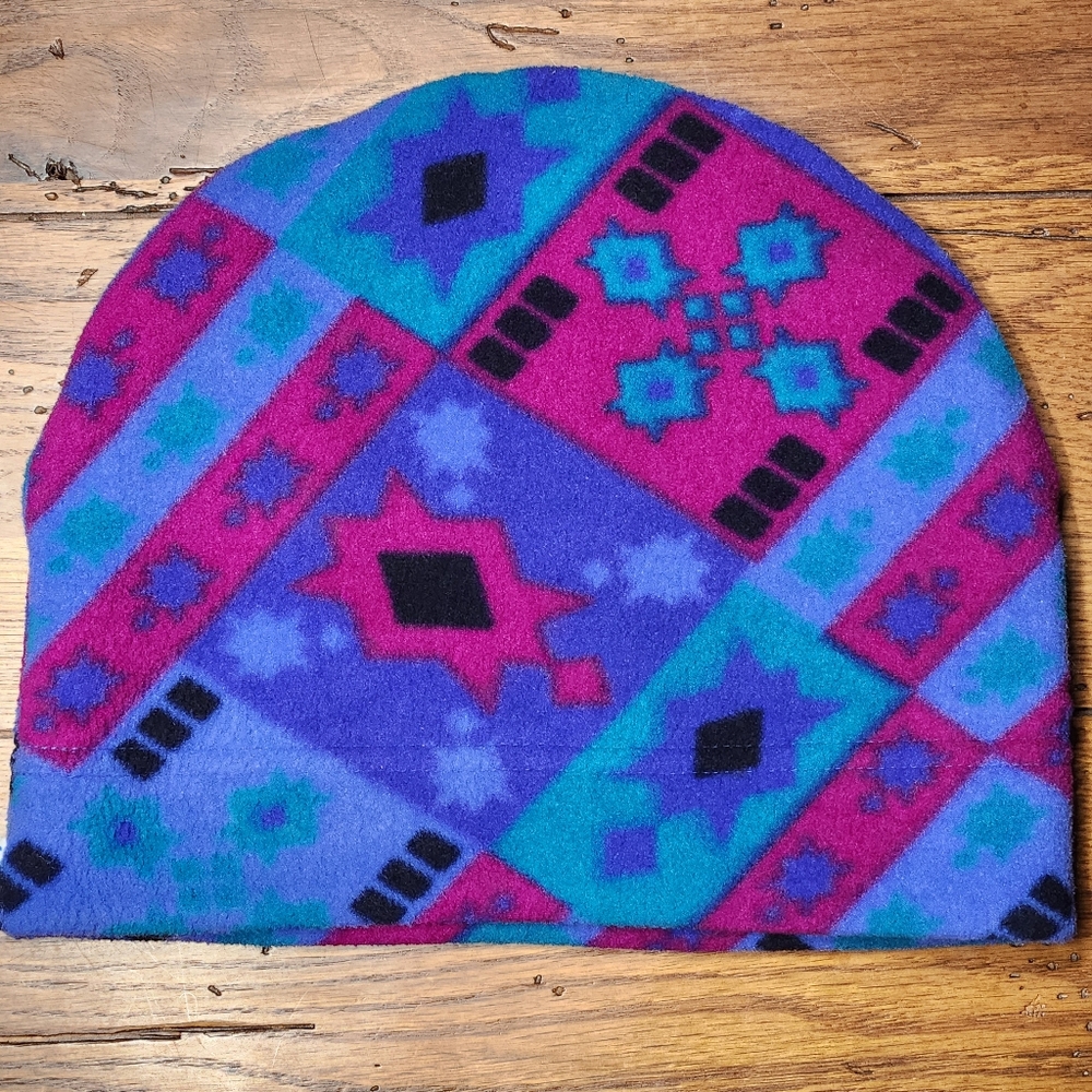 VTG 90s Turtle Fur Hat Adult Size Colors Magenta Purple Black Turquoise
